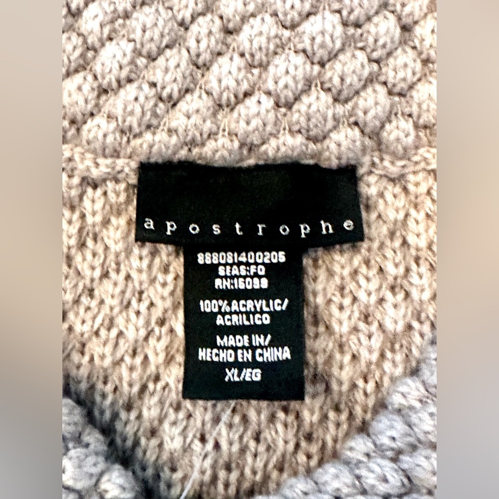 Apostrophe Misses Oatmeal Snap Button Sweater Dress Cardigan Size XL NWT - Picture 3 of 11